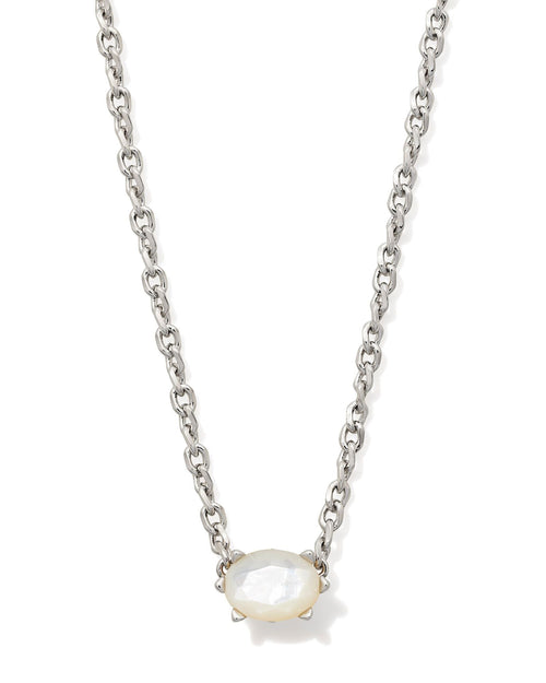 Cailin Crystal Pendant Necklace in Silver & Ivory Mother of Pearl - Sugar Co.