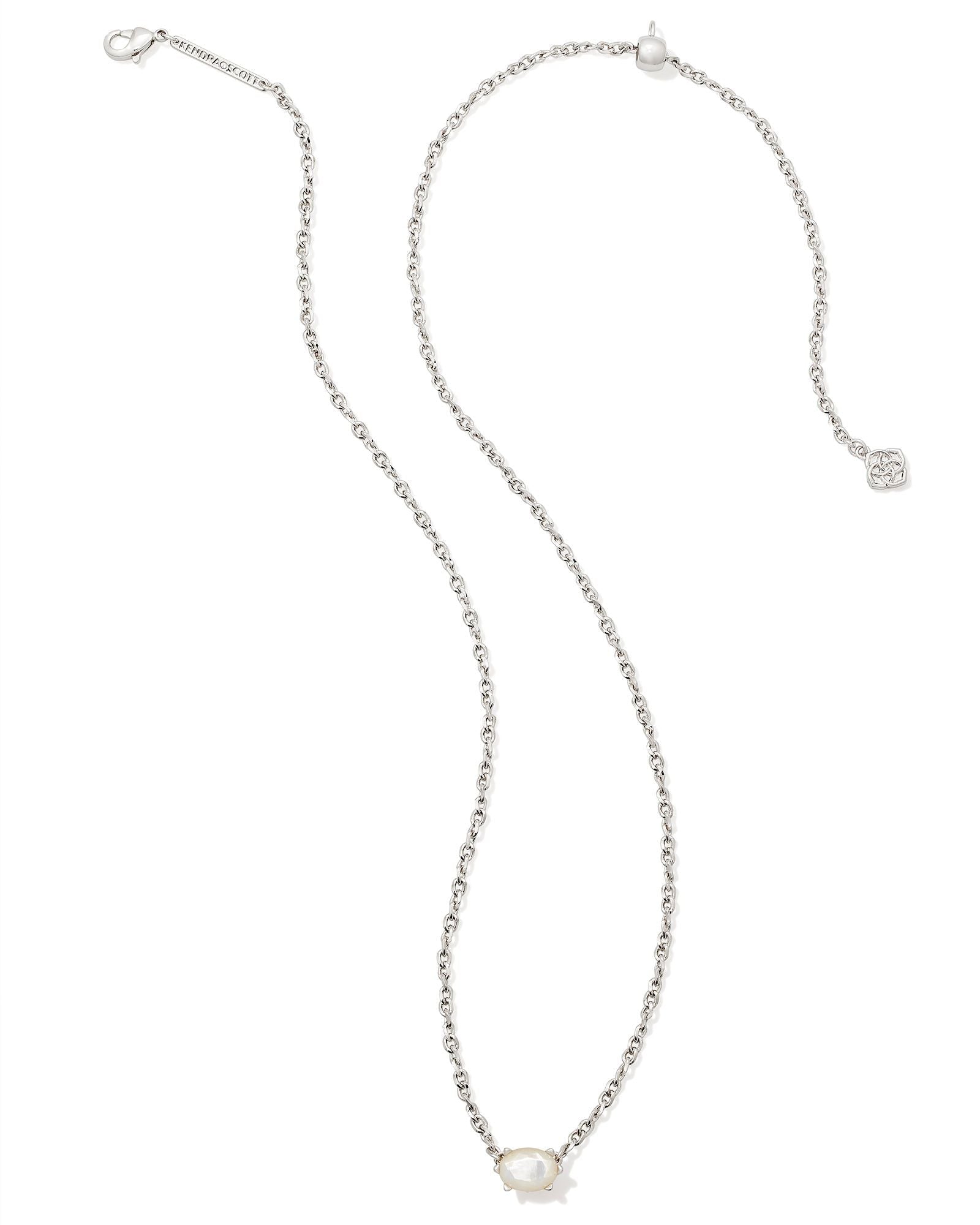 Cailin Crystal Pendant Necklace in Silver & Ivory Mother of Pearl