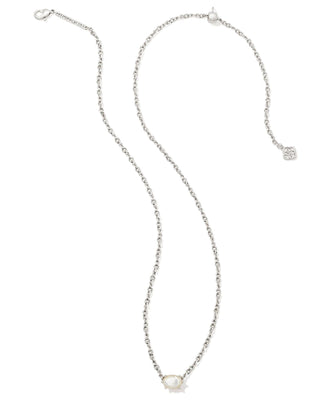 Cailin Crystal Pendant Necklace in Silver & Ivory Mother of Pearl - Sugar Co.