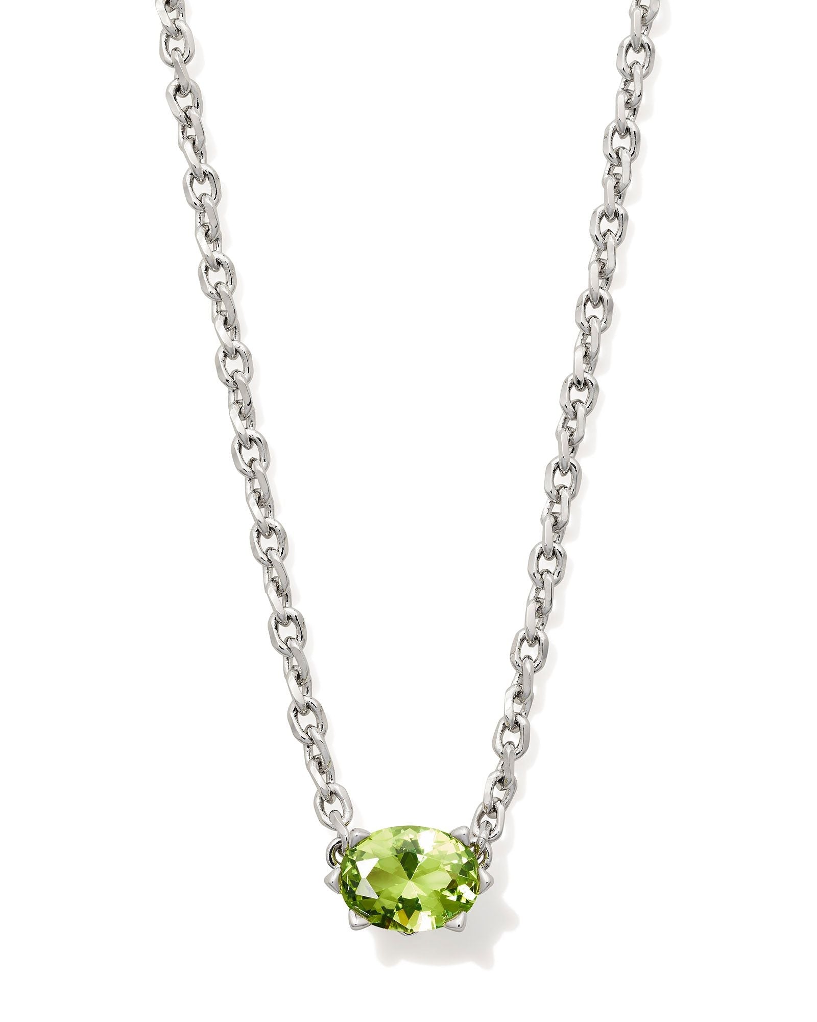 Cailin Crystal Pendant Necklace in Silver & Peridot
