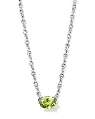 Cailin Crystal Pendant Necklace in Silver & Peridot - Sugar Co.