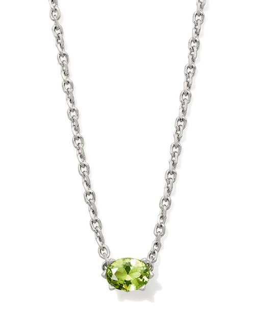 Cailin Crystal Pendant Necklace in Silver & Peridot - Sugar Co.