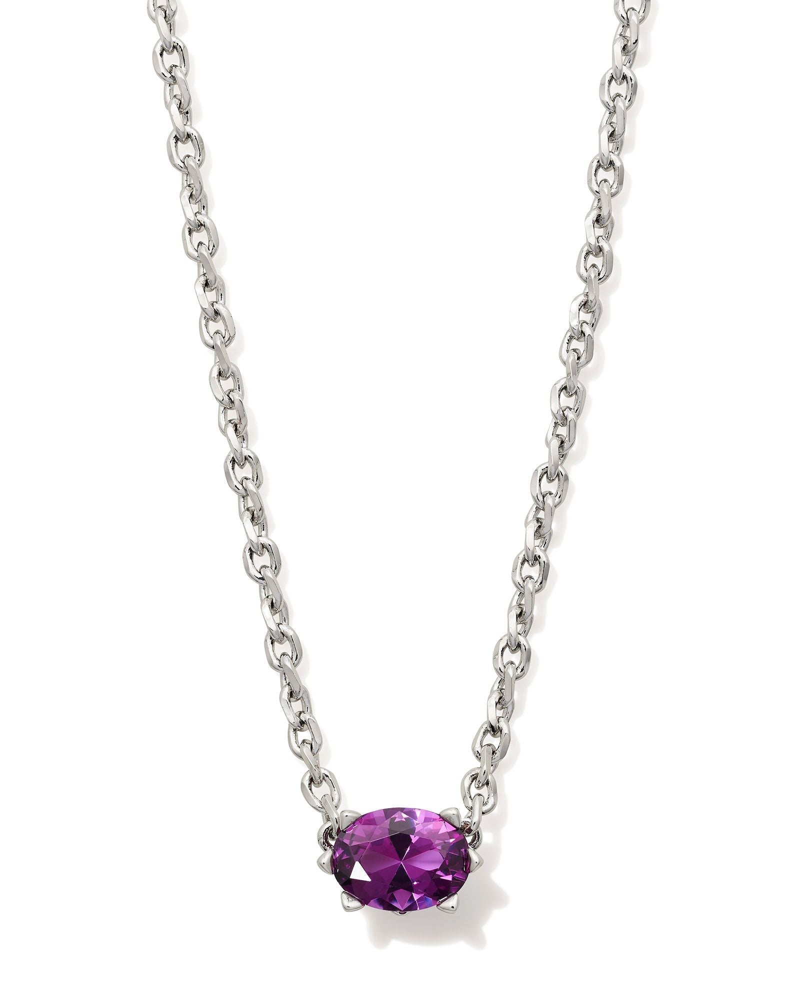 Cailin Crystal Pendant Necklace in Silver & Purple