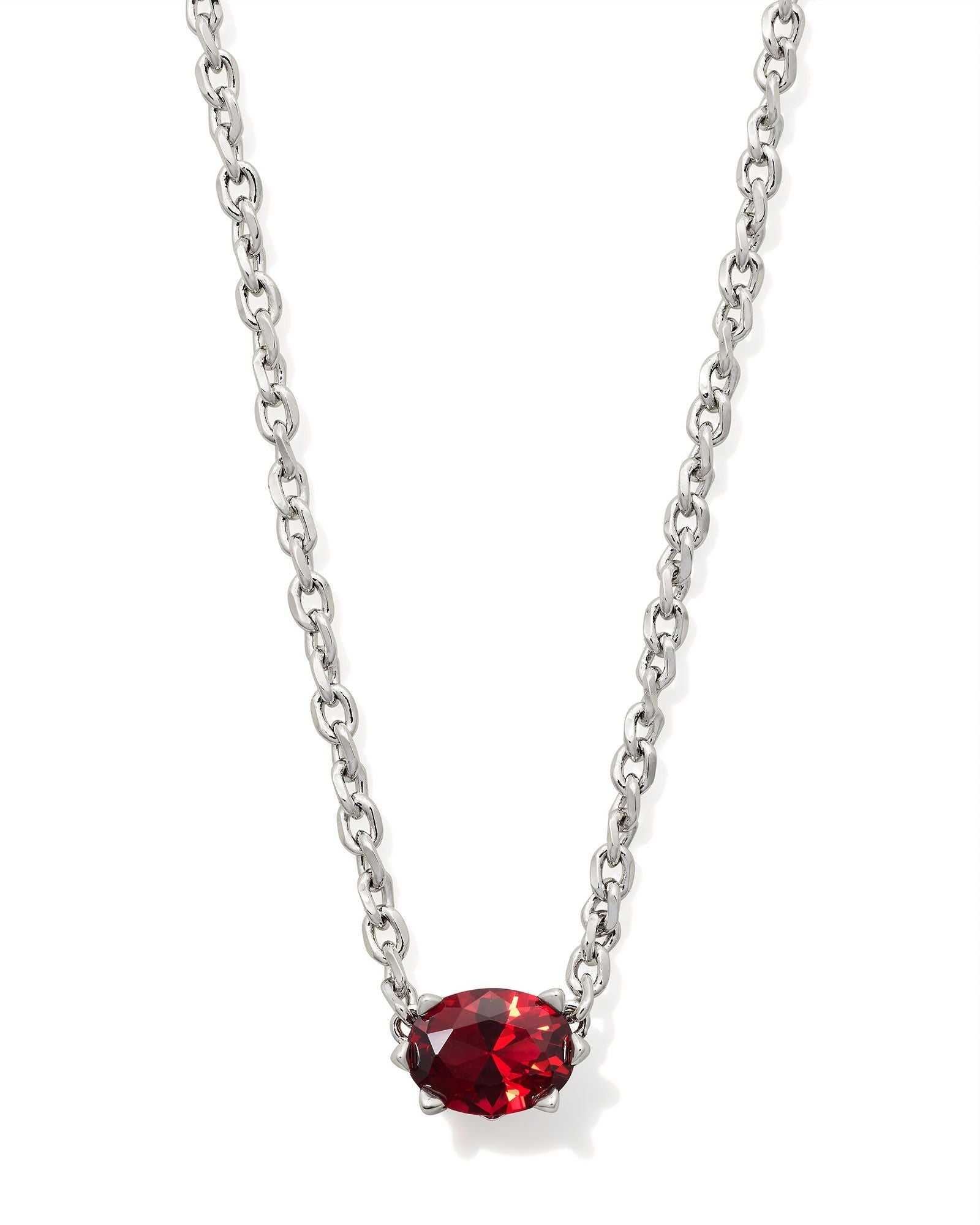 Cailin Crystal Pendant Necklace in Silver & Red