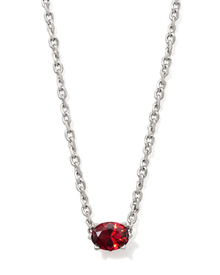 Cailin Crystal Pendant Necklace in Silver & Red - Sugar Co.
