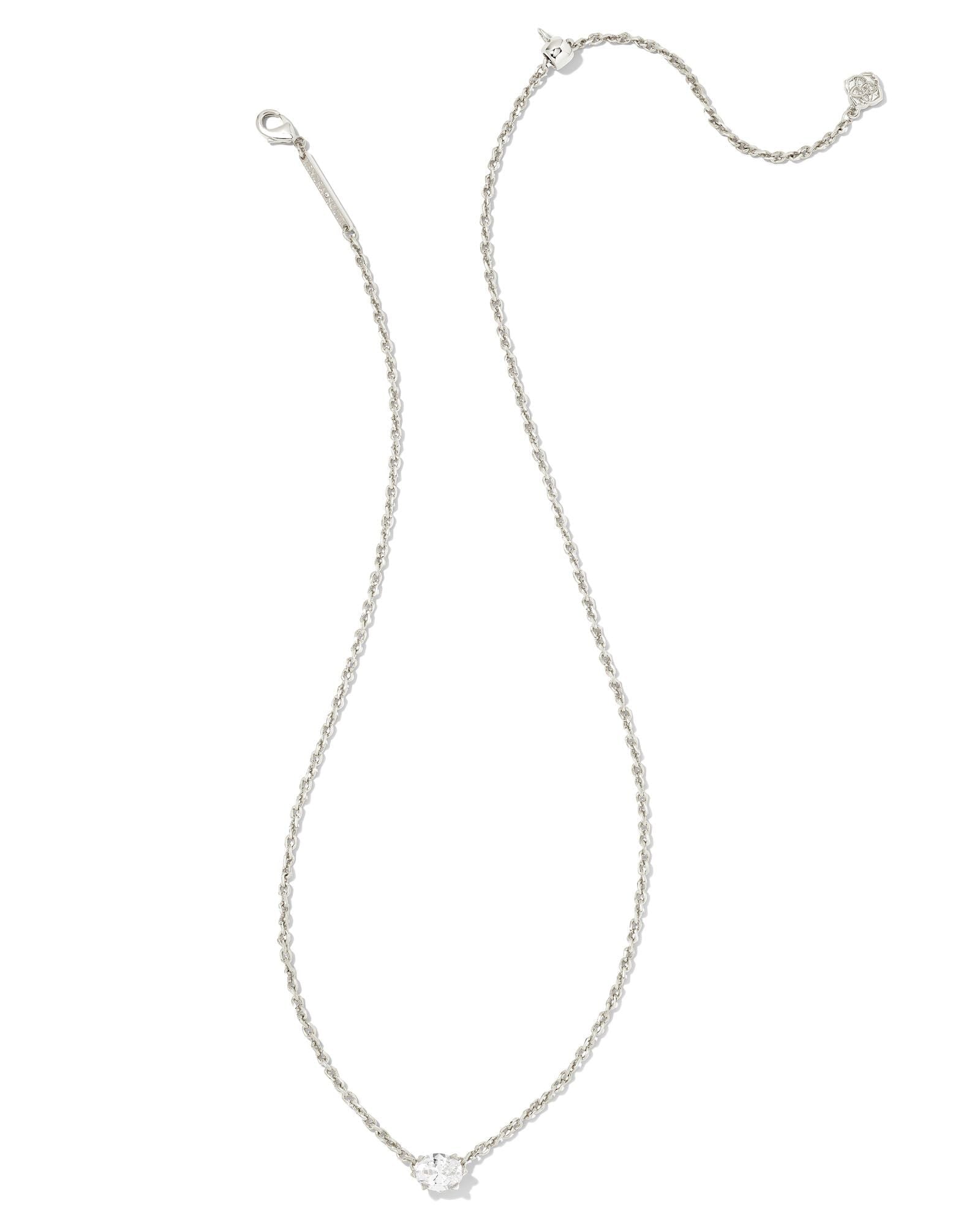 Cailin Crystal Pendant Necklace in Silver & White Crystal