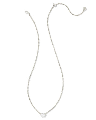 Cailin Crystal Pendant Necklace in Silver & White Crystal - Sugar Co.