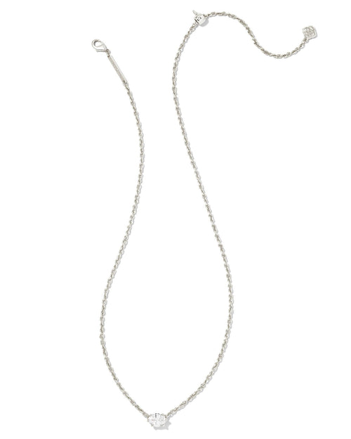 Cailin Crystal Pendant Necklace in Silver & White Crystal - Sugar Co.