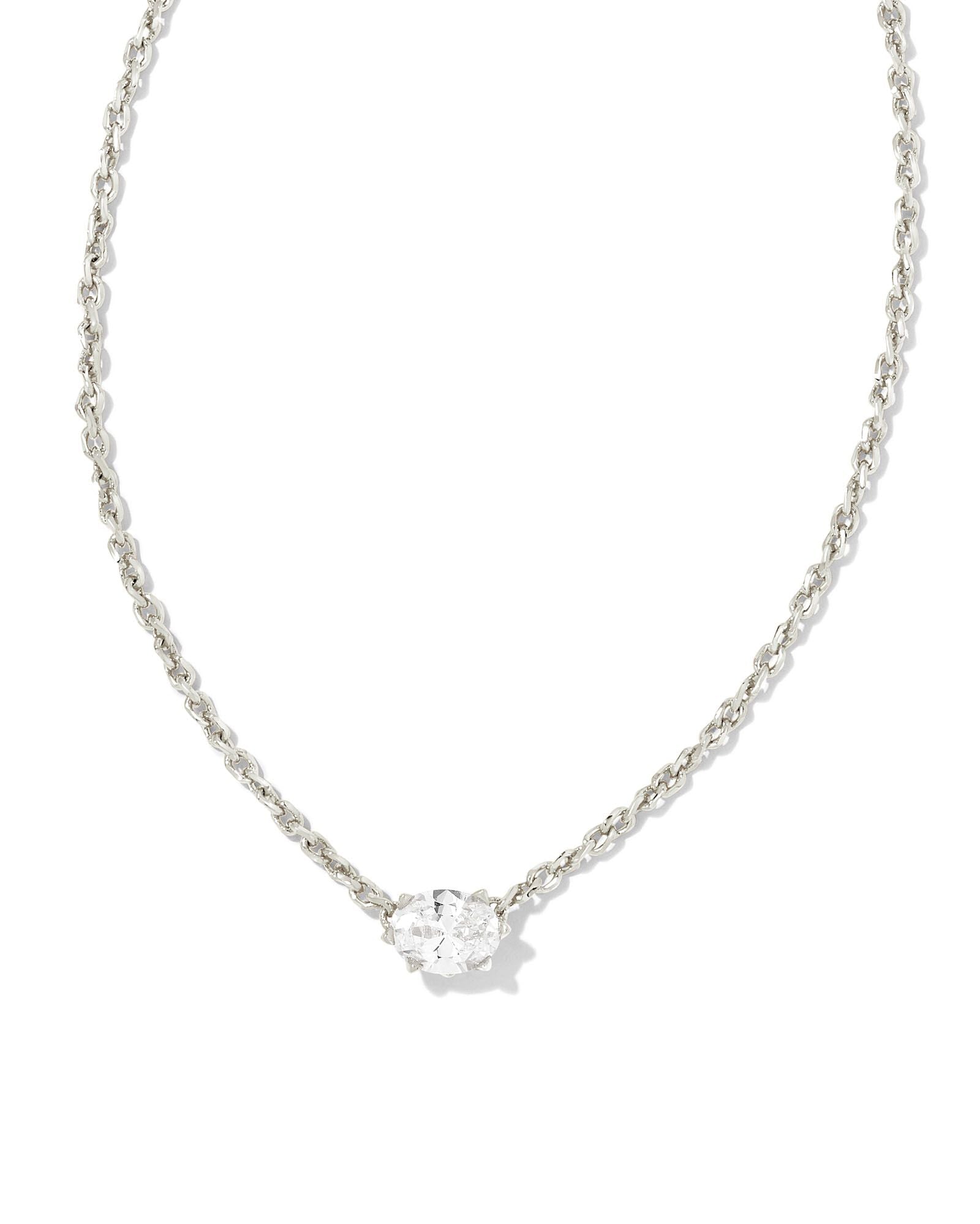 Cailin Crystal Pendant Necklace in Silver & White Crystal