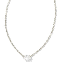 Cailin Crystal Pendant Necklace in Silver & White Crystal