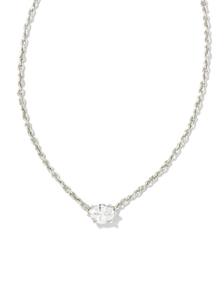 Cailin Crystal Pendant Necklace in Silver & White Crystal - Sugar Co.