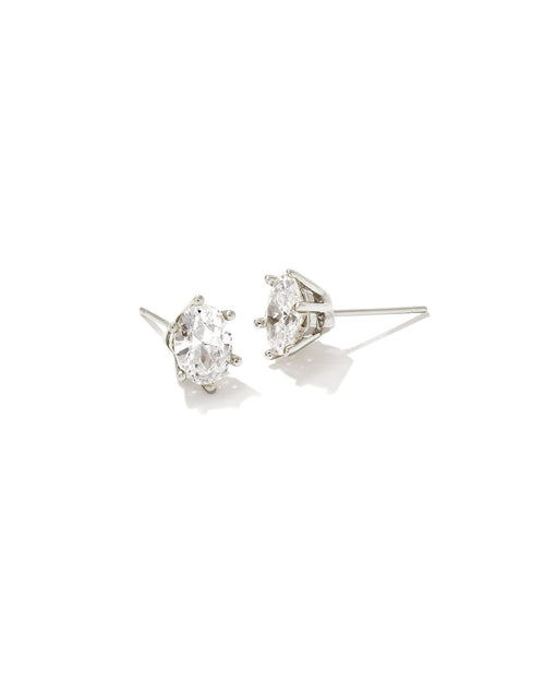 Cailin Crystal Stud Earrings in Rhodium - Sugar Co.