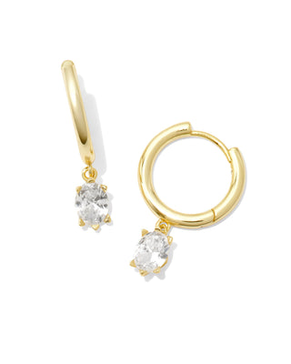 Cailin Single Stone Huggie Earrings Gold - Sugar Co.