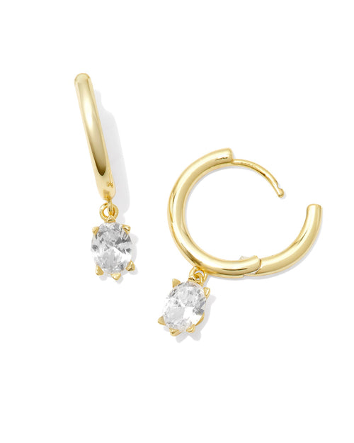 Cailin Single Stone Huggie Earrings Gold - Sugar Co.