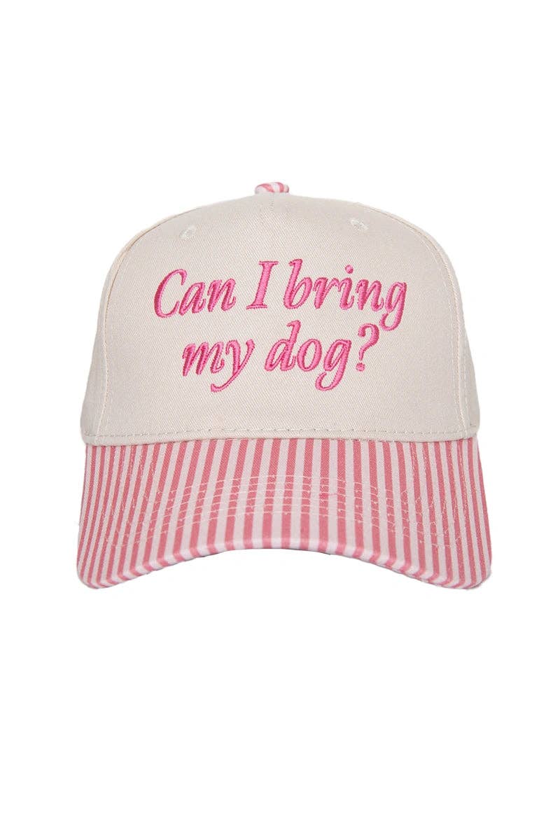 Can I Bring My Dog? Two-Toned Pink Stripe Hat