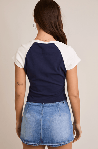 Cap Sleeve USA Baby Tee Navy - Sugar Co.