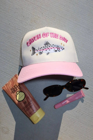 Catch Of The Day Hat : Pink/ Beige - Sugar Co.