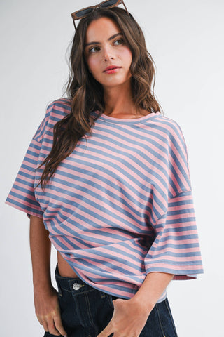 Sugar Stripe Tee: Rose