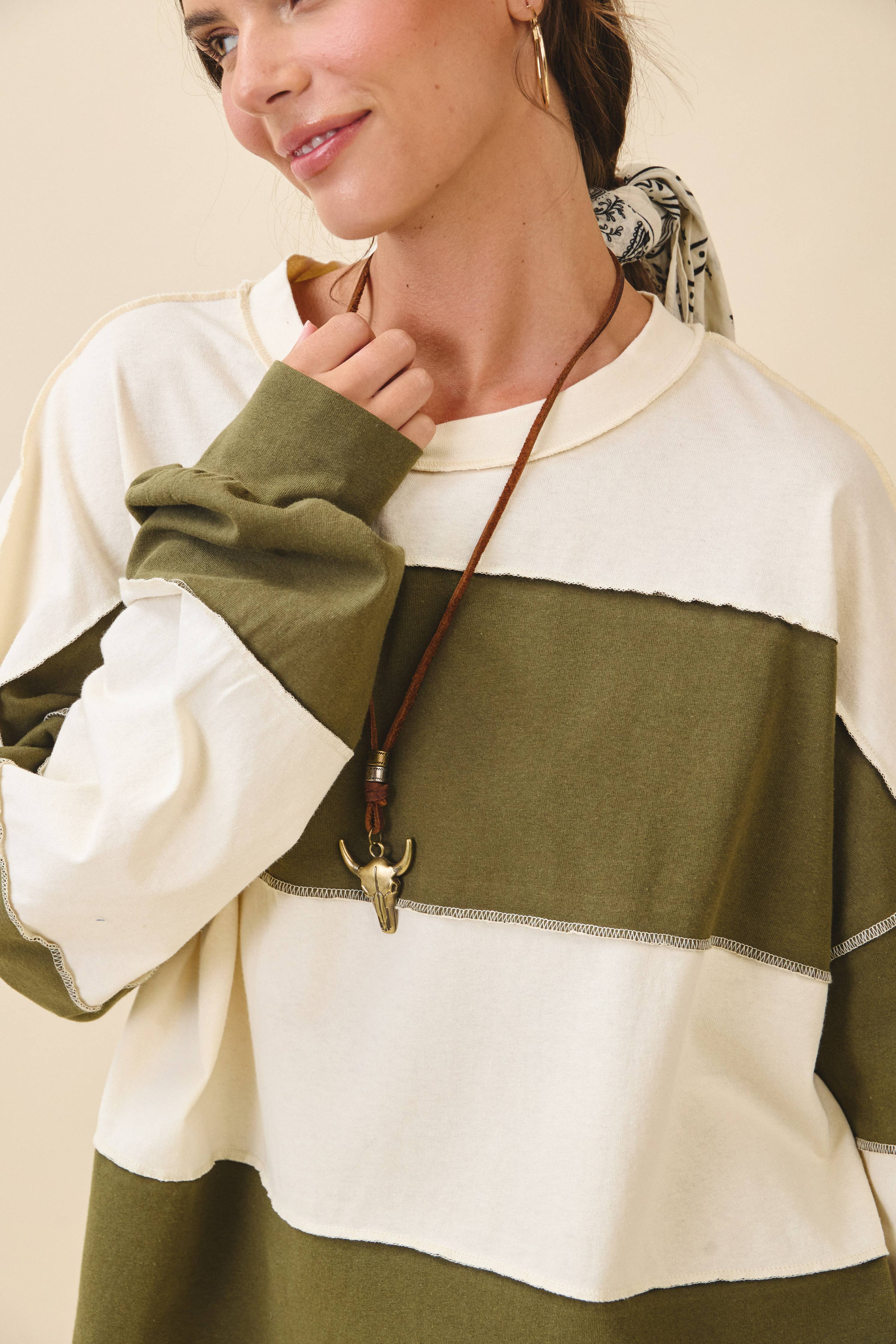 Everyday Panel Long Sleeve Top: Pineapple Navy