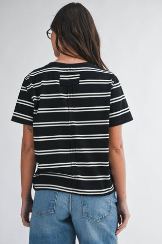 Striped Boxy Short Sleeve Tee Pink