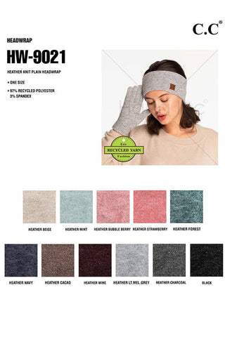C.C Heather Knit Plain Head Wrap: Mint - Sugar Co.