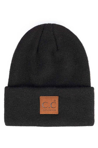 C.C Heather Knit Suede Patch Beanie Winter Hat: Mint - Sugar Co.
