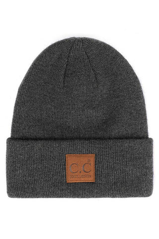 C.C Heather Knit Suede Patch Beanie Winter Hat: Mint - Sugar Co.