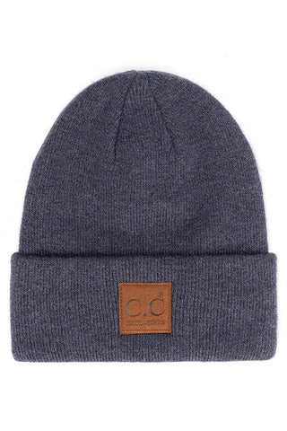 C.C Heather Knit Suede Patch Beanie Winter Hat: Mint - Sugar Co.