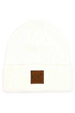 C.C Heather Knit Suede Patch Beanie Winter Hat: Mint - Sugar Co.