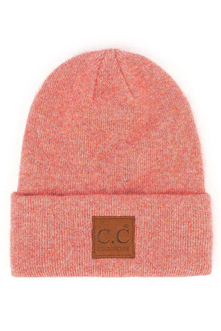 C.C Heather Knit Suede Patch Beanie Winter Hat: Mint - Sugar Co.