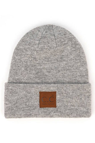 C.C Heather Knit Suede Patch Beanie Winter Hat: Mint - Sugar Co.