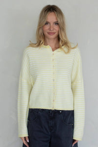 Piper Cardigan - Mini Striped: Butter