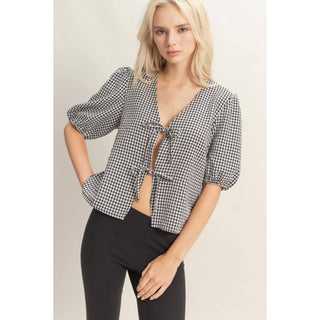 Check Bow Blouse - Sugar Co.