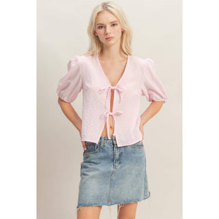 Check Bow Blouse - Sugar Co.