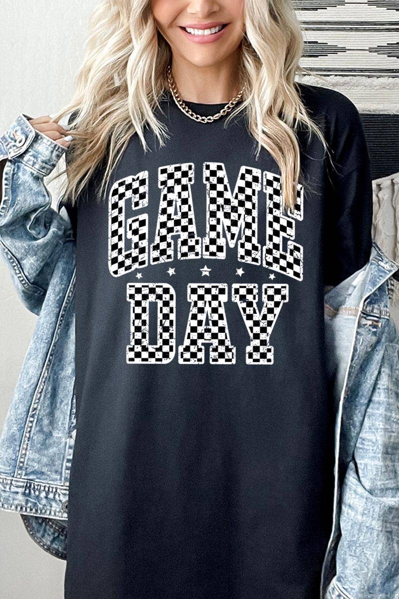Checkered Game Day Tee Black