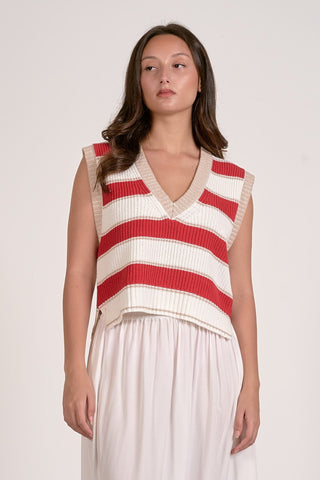 Cherry Stripe Sweater Vest - Sugar Co.