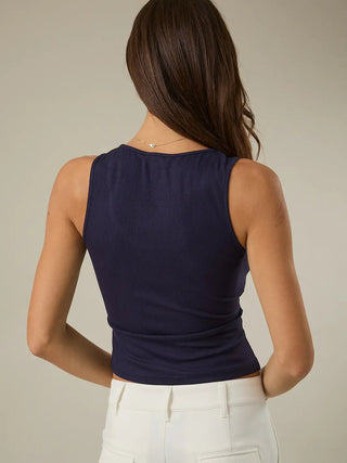 Chilli Embroidered Ribbed Tank Top - Sugar Co.