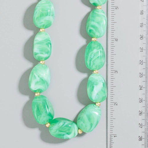 Chunky Marble Resin Beaded Necklace - Sugar Co.