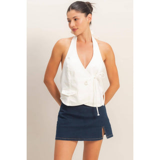 City Muse Denim Halter Top - Sugar Co.