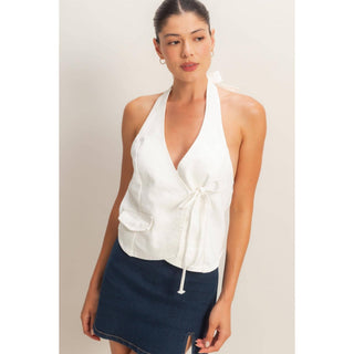 City Muse Denim Halter Top - Sugar Co.