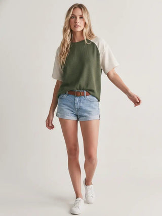 Cloudy Knit Color Block Top - Sugar Co.