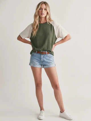Cloudy Knit Color Block Top - Sugar Co.