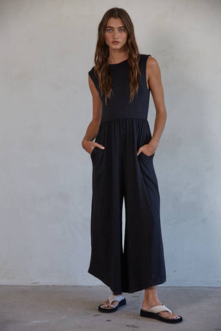 Coast Open Back Jumpsuit Black - Sugar Co.