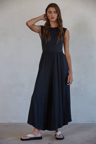 Coast Open Back Jumpsuit Black - Sugar Co.