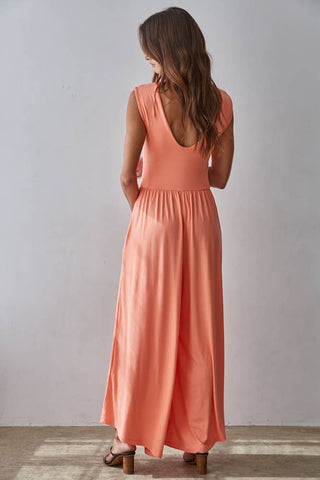 Coast Open Back Jumpsuit Coral - Sugar Co.