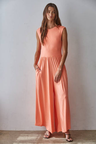 Coast Open Back Jumpsuit Coral - Sugar Co.