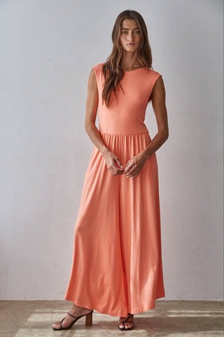 Coast Open Back Jumpsuit Coral - Sugar Co.