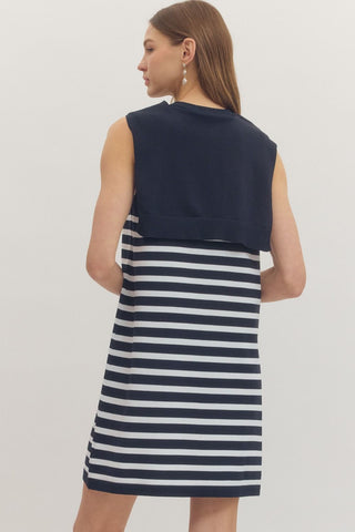 Coastal Club Dress Navy - Sugar Co.