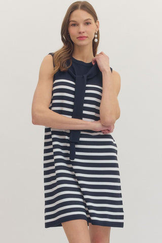 Coastal Club Dress Navy - Sugar Co.