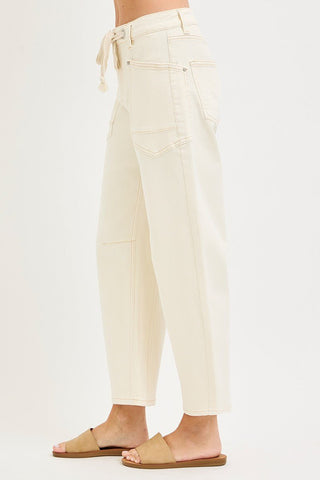 Coastal Ease Barrel Pants Ivory - Sugar Co.